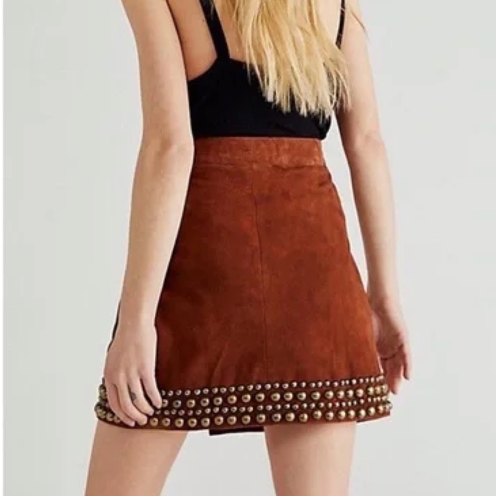Free People Brown Studded Mini Skirt - Picture 2 of 3